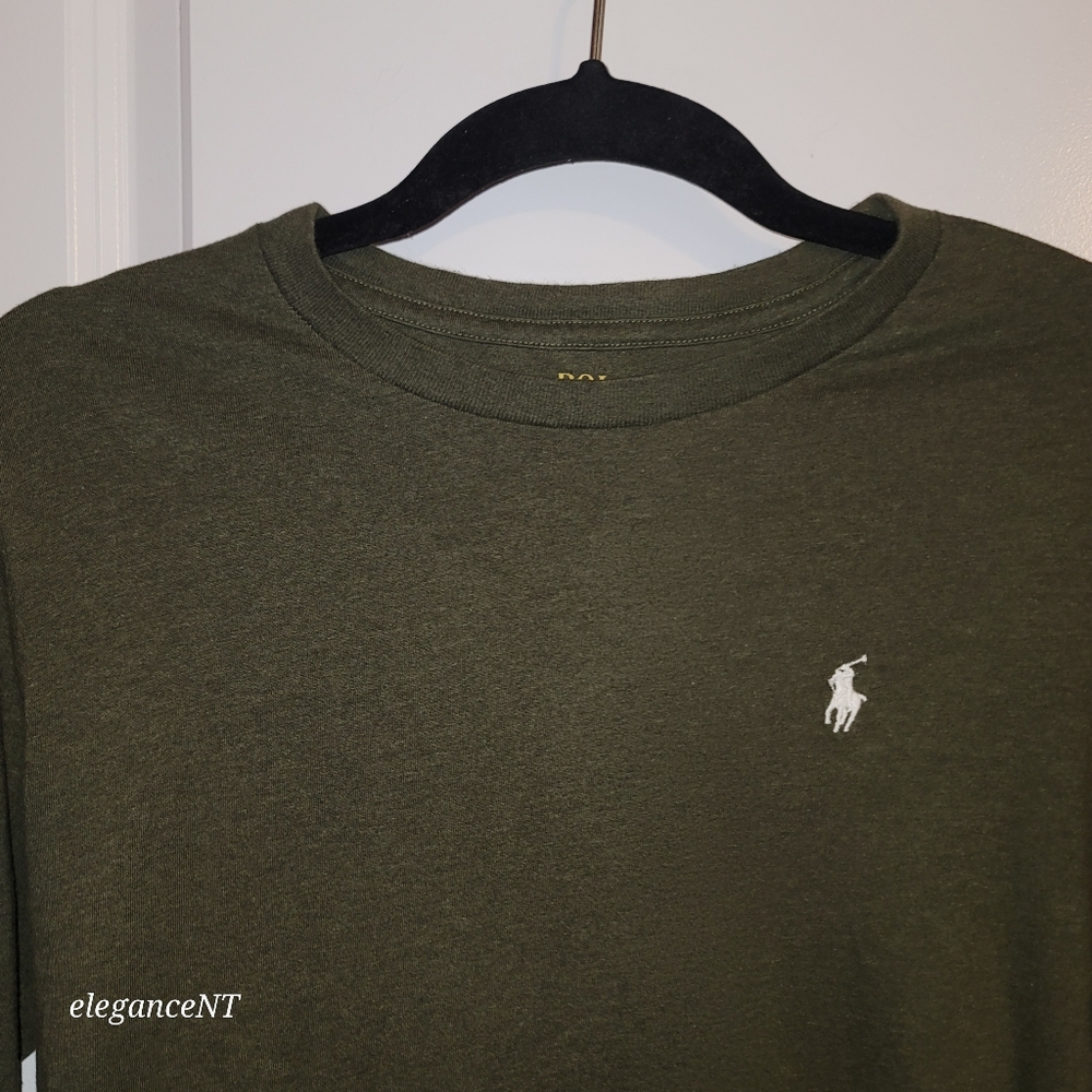 Polo  by Ralph Lauren Boy's Olive Green Long Sleeve Shirt Sz: M (10-12) - Picture 2 of 7